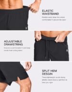 GGJ Men's Lightweight Athletic Shorts with Zipper Pockets 7"/5"/9" Gym Workout Running Quick Dry Tennis Shorts for Men - Image 5