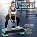 Aerobic Exercise Step, Adjustable Aerobic Stepper for Exercise, Workout Step Platform for Step Up, 26.5" Step Deck with 4” 6” 8” Adjustable Height Risers, Women Home Gym Cardio Fitness - Image 3