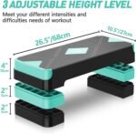 Aerobic Exercise Step, Adjustable Aerobic Stepper for Exercise, Workout Step Platform for Step Up, 26.5" Step Deck with 4” 6” 8” Adjustable Height Risers, Women Home Gym Cardio Fitness - Image 4