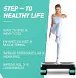 Aerobic Exercise Step, Adjustable Aerobic Stepper for Exercise, Workout Step Platform for Step Up, 26.5" Step Deck with 4” 6” 8” Adjustable Height Risers, Women Home Gym Cardio Fitness - Image 6