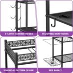 Yoga Mat Storage Rack, Home Gym Storage Rack, VOPEAK Workout Storage for Yoga Mat, Foam Roller, Gym Organizer Gym Equipment Storage for Home Exercise and Fitness Gear - Image 5