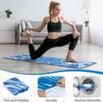 Yoga Mat Towel with Large Corner Pockets, Non Slip Grip Microfiber Mat Cover Mat for Hot Yoga, Pilates and Gym Workout, 74" L x 26" W, Blue - Image 4
