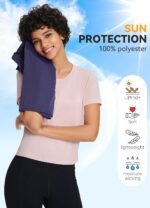 baleaf Women's Workout Tops Athletic Shirts Cropped Short Sleeve Split Back Running Gym Quick Dry Sun Protection UPF 50+ - Image 4