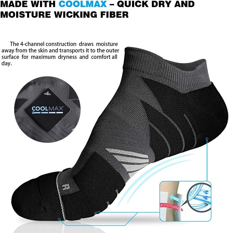 Hylaea No Show Running Athletic Anti-Blister Wicking Coolmax Socks, Seamless Anti-odor - Image 4