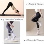 Flydo Pilates Grippy Socks with Grips for Women Yoga Non Slip Long Socks for Pure Barre, Ballet,Dance Workout 2-5 Pack - Image 4
