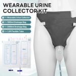 Wearable Urine Collector with Breathable Fixing Pants, 2 Urinary Drainage Bags 2000ml and 1000ml, Reusable Silicone Capsule, 1.2M Flexible Tube, Daily and Nighttime Use, Elderly Male Blue - Image 3
