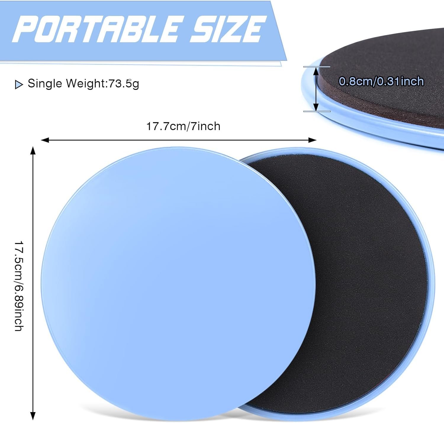 Exercise Core Sliders Core Sliding Discs, Dual Sided Workout Sliders for Full Body Workout on Carpet or Hardwood Floor, Training Abdominal Core Strength (Blue - 1 Pair) - Image 3