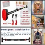 Pull Up Bar for Hallway or Doorway 6-piece Set with Two Attachable Resistance Bands/Handles, Training Manuals, No Screws Chin Up Bar, Max 680lbs, Width options: 27-37", 37-47"; 46-53" - Image 3