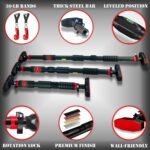 Pull Up Bar for Hallway or Doorway 6-piece Set with Two Attachable Resistance Bands/Handles, Training Manuals, No Screws Chin Up Bar, Max 680lbs, Width options: 27-37", 37-47"; 46-53" - Image 6