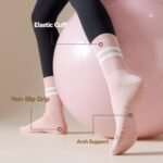BONANGEL Pilates Socks with Grips for Women, 3 Pairs Womens Grippy Yoga Ballet Barre Hospital Gym Athletic Socks - Image 3