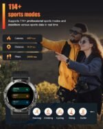 Military Smart Watches for Men(Answer/Make Calls), 1.39" HD Fitness Watch, 24/7 Heart Rate Sleep Monitor, Smart Watch for Men,114+ Sport Modes, IP68 Waterproof Smartwatch for Android iOS, 30Day, Black - Image 4