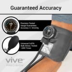 Vive Precision Manual Blood Pressure Cuff - Aneroid Sphygmomanometer with Case - BP Kit Monitor for Adults, Nurses - One Hand, One Tube Upper Arm Cuff Machine - BPM Meter Device for Professionals - Image 4