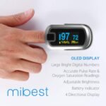 mibest OLED Finger Pulse Oximeter, O2 Meter, Dual Color White/Silver - Image 5
