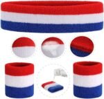 ONUPGO Sweatband Set Sports Headband Wristband Set Sweatbands Terry Cloth Wristband Wrist Sweatband Headbands Moisture Wicking Sweat Absorbing Head Band - Image 4