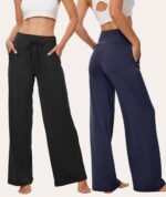 TNNZEET 3 Pack Women's Wide Leg Pants with Pockets - Casual Loose Yoga Trouser Pants Sweatpants Palazzo Lounge Pajama Pants - Image 3