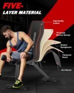 Adjustable Weight Bench Workout Bench for Home Gym, Foldable Workout Bench 700LBS Weight Capacity for Full Body Strength Training,Incline Flat Decline Sit-up Bench (2 Resistance Bands) - Image 6