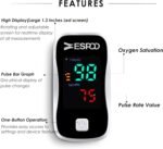 ESPOO Pulse Oximeter, Oxygen Monitor Fingertip with 2 AAA Batteries&Lanyard (White&Black) - Image 3