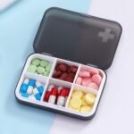 Portable Pill Organizer - Slim Pill Box for Purse or Travel, Compact Pill Case(6 Compartment,Gray) - Image 3