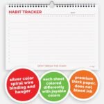 Hadigu Habit Tracker Calendar (Undated 12 Month) Colorful Motivational Design, Spiral Bound and Hanger, A4 Size (8,3"x11.7") Quality Heavy Paper, Monthly Habit Tracker Journal, Goal Tracker, Workout - Image 4
