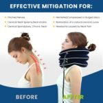 Cervical Neck Traction Device for Home Use Pain Relief,Neck Stretcher,Inflatable Support Neck Brace Adjustable,Neck Stress Relief&Relaxation Metal Valve TPU Liner with Air-Tightness(Blue) - Image 4