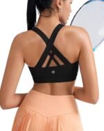 RUNNING GIRL Sports Bras for Women,Padded Strappy Sports Bras Criss-Cross Back Medium Support Sports Bras with Removable Cups - Image 4