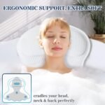 Bath Pillow Bathtub Pillow, Luxury Bath Pillows for Tub Neck and Back Support, Bath Tub Pillow Headrest with Soft 4D Mesh Fabric and Non-Slip Suction Cups, Relaxing Bath Accessories Spa Gifts - Image 3