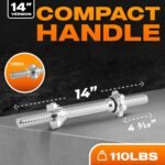 Yes4All Threaded Dumbbell Handles, 14/16/18/24 Inch Dumbbell Bar Pair, Chrome/Rubber Grip, Fit 1” or 1.15" Plates, 4 Star-Lock Collars with Loose-Resistant Rubber Trims - Image 3