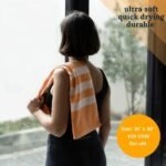 Luzia Striped Workout Towel for Sweat (Pack of 4) - Premium Quality 100% Turkish Cotton - Lightweight and Super Absorbent for Exercise, Sports, Workout, Fitness, Gym, Yoga, Running (Orange) - Image 3