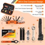 Bicycle Repair Bag With Tire Pump, Portable Tool Kit for Camping Travel - Bike Glueless Patches, Maintenance Essentials All in One Safety Kit - Image 3