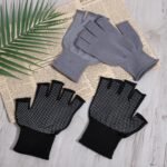 2 Pairs Fingerless Workout Gloves for Men Women Anti-Slip Gym Glove for Exercise Half-Finger Glove for Driving Sports Cycling Working Training Motorcycle, Black Grey - Image 5
