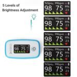 ESPOO Pulse Oximeter with 20 Memory, Oxygen Monitor Fingertip 4 Color TFT Display(SPO2), Alarm & Brightness Adjustable, Batteries & Lanyard Include(White&Blue) - Image 3