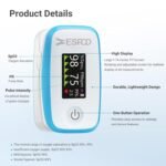ESPOO Pulse Oximeter with 20 Memory, Oxygen Monitor Fingertip 4 Color TFT Display(SPO2), Alarm & Brightness Adjustable, Batteries & Lanyard Include(White&Blue) - Image 4