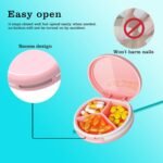 Serfeymi Small Pill Box - 3 Compartments Portable Pill Box for Purse Pocket, Compact Mini Travel Pill Case - Suitable for Medicine, Vitamin, Fish Oil, Supplements - Pink(Logo) - Image 5