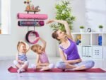 Bikoney Yoga Mat Holder Wall Mount Yoga Mat Storage Home Gym Accessories with Wood Floating Shelves and 4 Hooks for Hanging Foam Roller and Resistance Bands Fitness Home Gym Carbonized Black - Image 3