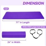 Fitvids Yoga Mat, 1/2-Inch Extra Thick High Density Exercise Mat, Anti-Tear Exercise Yoga Mat with Carrying Strap, Suitable for Various Yoga Exercises - Image 3