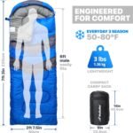 MalloMe Sleeping Bags for Adults Cold Weather & Warm - Backpacking Camping Sleeping Bag for Kids 10-12, Girls, Boys - Lightweight Compact Camping Essentials Gear Accessories Hiking Sleep Must Haves - Image 3