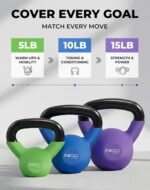 Mikolo Neoprene Coated Cast Iron Kettlebells 5-30LB Set, Solid Weight Set with Wide Grip Handle and Flat Bottom, Ideal for Full Body Strength Training at Home Gym - Image 3