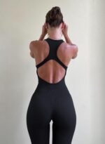OLCHEE Womens Workout Jumpsuits Seamless Yoga Gym Bodycon Rompers Sexy Racerback Tummy Control Padded Bra Unitard - Image 4