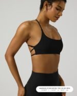PAVOI ACTIVE Open Back Strappy Yoga Workout Bras for Women - Low Support Criss-Cross Sports Gym Bra Removable Pads - FlexFlow, Large, Black, A-C Cups - Image 5