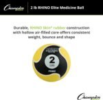 Champion Sports Rhino Elite Medicine Ball – Textured Surface, Superior Grip, Hollow Synthetic Rubber for Consistent Bounce & Durability, Multiple Weights & Colors - Optional Rebounder Sold Separately - Image 3