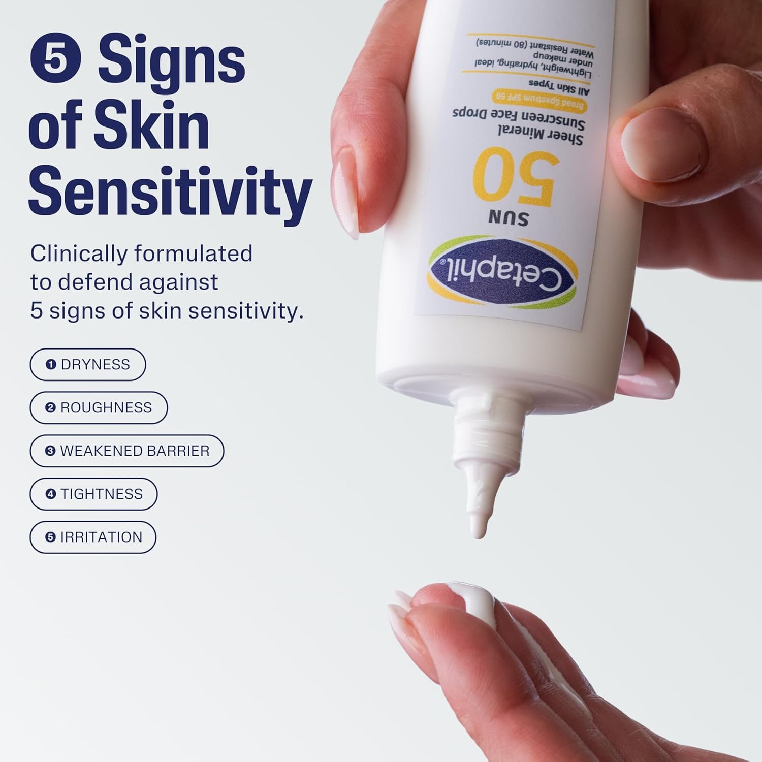 Cetaphil Sheer Mineral Liquid Sunscreen for Face, 100% Mineral UVA/UVB Filters, Zinc Oxide Broad Spectrum SPF 50 Formulated for Sensitive Skin, Unscented, 1.7 Fl Oz - Image 3