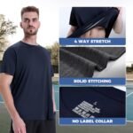 5 Pack Workout Mens T Shirts - Black Gym Quick Dry Short Sleeve Moisture Wicking Tee Tops for Athletic Work Casual Running - Image 3