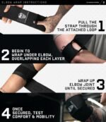 Gymreapers Weightlifting Elbow Wraps (1 Pair) - Flexible 40'' Elbow Compression Strap & Joint Support Brace - for Bench Press, Powerlifting, and Pressing - Image 6
