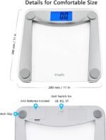 Vitafit Digital Bathroom Weight Scale for Body Weight, High Accuracy Assured by Weighing Professional Since 2001,Extra Large Blue Backlit LCD and Step-On, 400lb/182kg, Clear Glass - Image 6