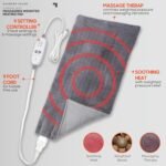 Calming Heat Massaging Weighted Heating Pad by Sharper Image- Weighted Electric Heating Pad with Massaging Vibrations, 9 Settings- 3 Heat, 6 Massage- 18 Relaxing Combinations, 12” x 24”, 4 lbs - Image 5