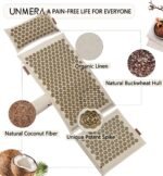 UNMERA Acupressure Mat and Pillow Set,Natural Premium Linen & Coconut Fiber Filling,for Back/Neck Pain Relief, Sciatic, Headache and Muscle Relaxation, Comes with Carrying Bag - Image 3