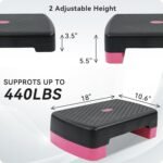 Fitvids 18" Workout Aerobic Stepper Step Platform with 2 Risers, Multiple Colors - Image 3