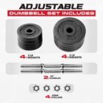 Yes4All Adjustable Dumbbell Set with Weight Plates/Connector - Exercise & Workout Equipment - Size Options 40lbs to 200lbs - Image 3