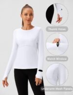 BMJL Womens Long Sleeve Workout Tops UPF 50+ Sun Protection Shirt with Mesh Panel for Athletic Hiking Running - Image 5