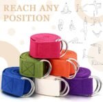 6 Pcs Yoga Strap for Stretching 8 Ft Yoga Exercise Adjustable Straps Bands with Safe Adjustable D Ring Buckle for Pilates Gym Workouts Fitness Improves Sitting Posture - Image 3